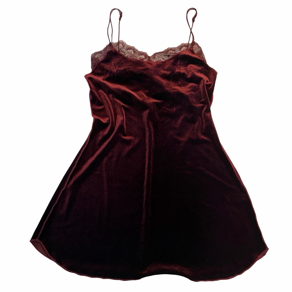 Free People Intimately Yasmine Velvet Lace Trim Slip Dress Size S NWT